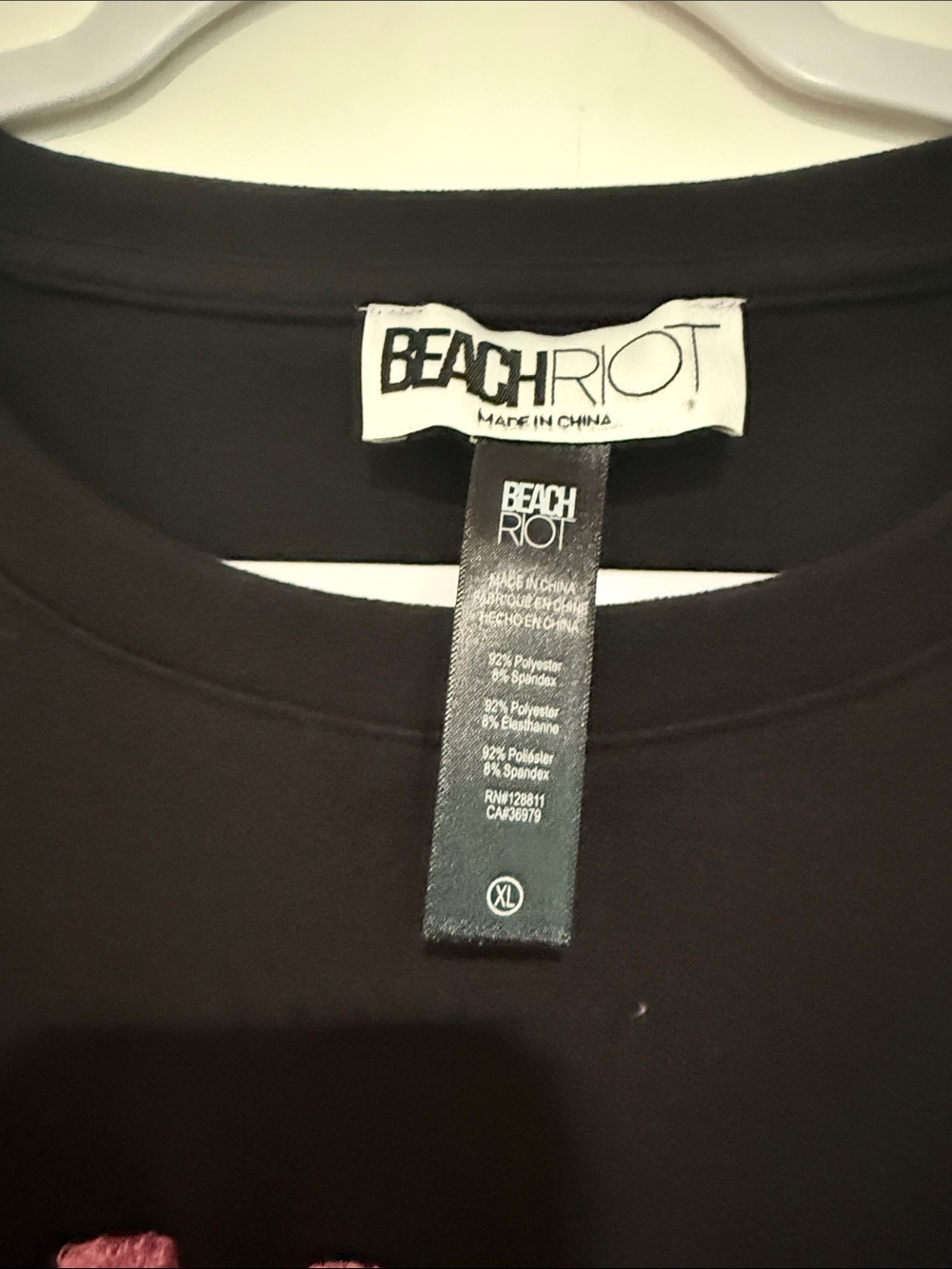 NWOT Beach Riot Amour Black Sweatshirt with Pink Chenille Logo - Picture 3 of 3